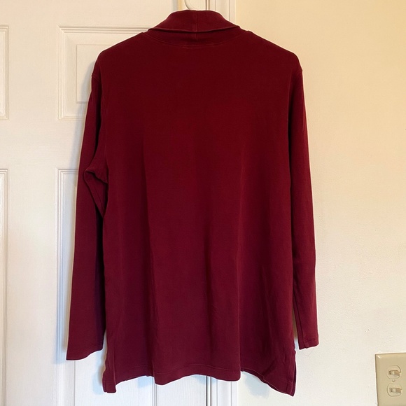 Lands' End Women's 100% Cotton Long Sleeve Maroon Turtleneck, XL - Picture 2 of 8